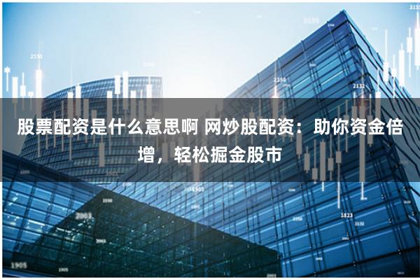 股票配资是什么意思啊 网炒股配资：助你资金倍增，轻松掘金股市